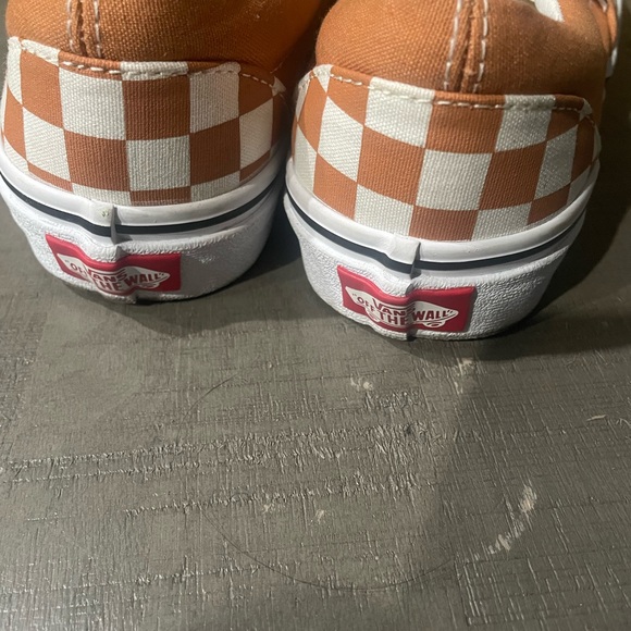 Checkerboard Slip-On Shoes - Orange and White (unisex) - Picture 3 of 6